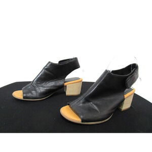 Korks By Kork Ease Black Leather Med. Heel Ankle Strap Bootie Sandals Women 8